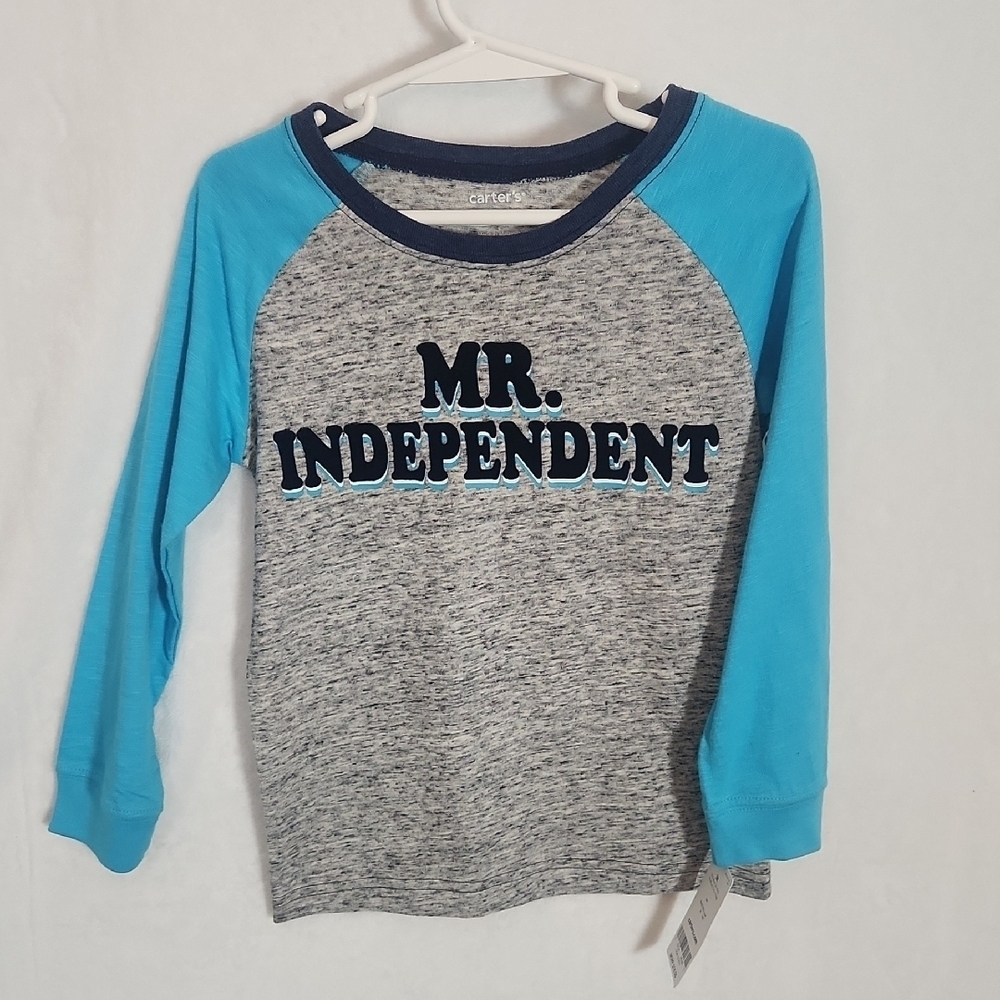 Carter's Blue and Gray 'Mr. Independent' Kids Shirt Size 3T